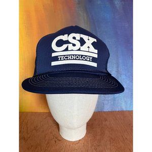 80s 90s Vintage Trucker Hat CSX Railroads Trains Cap
